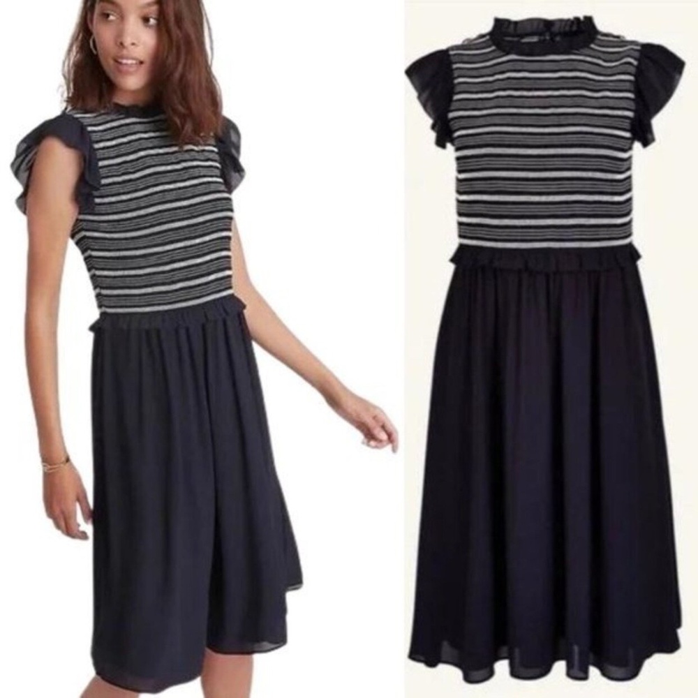 NWT Ann Taylor Blue Smocked Bodice Dress petite